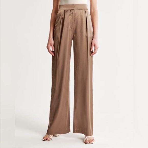 Abercrombie & Fitch Sloane Tailored Satin Wide Leg Pants Copper 28 / 6 Short - Picture 1 of 9